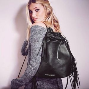 Victoria’s Secret Faux Leather Fringe Bucket backpack Limited Edition